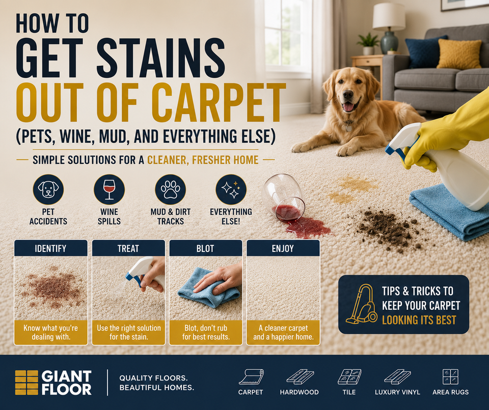 How to Get Stains Out of Carpet (Pets, Wine, Mud, and Everything Else)