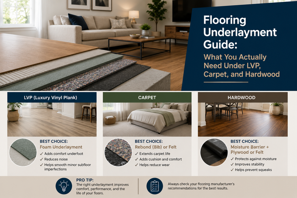 Flooring Underlayment Guide: What You Actually Need Under LVP, Carpet, and Hardwood