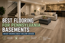 Finished Pennsylvania basement with waterproof luxury vinyl plank flooring and family room furniture