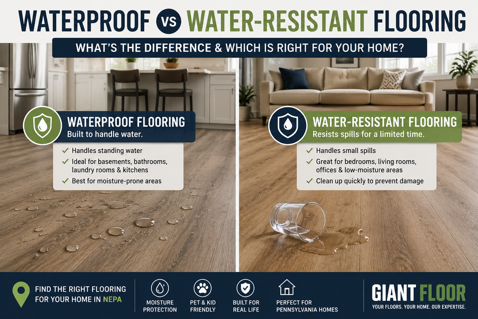 Waterproof flooring versus water-resistant flooring comparison for Pennsylvania homes