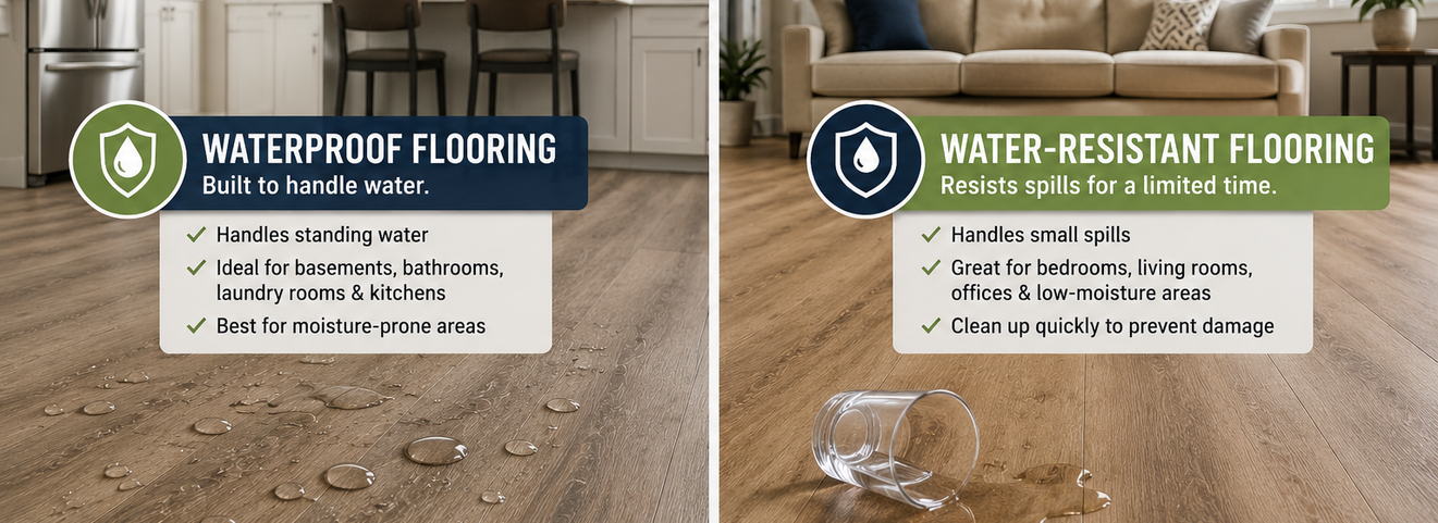 Waterproof flooring versus water-resistant flooring comparison for Pennsylvania homes