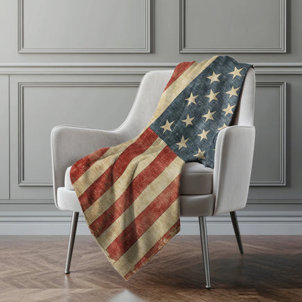 Vintage American Flag Throw Blanket – 50” x 70” Ultra-Soft Patriotic Blanket